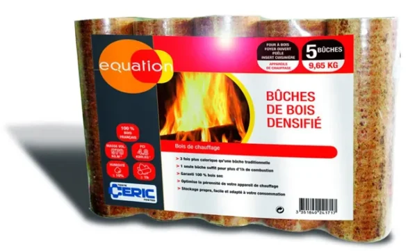 Bûches compressées EQUATION sac 5 bûches, L.25cm
