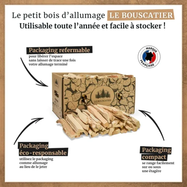 6Kgs de petit bois d'allumage pour cheminée, poêle, Barbecue, brasero et cuisinière. Petites buchettes de 20cm d'essence feuillu, fabrication locale – Image 2