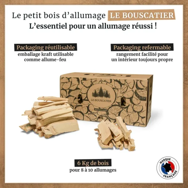 6Kgs de petit bois d'allumage pour cheminée, poêle, Barbecue, brasero et cuisinière. Petites buchettes de 20cm d'essence feuillu, fabrication locale – Image 3